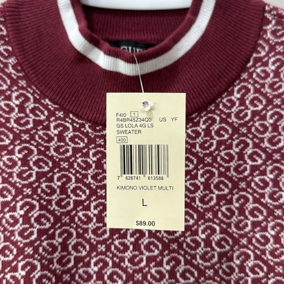 Women’s Burgundy Patterned Long Sleeve Sweater - Picture 3 of 10